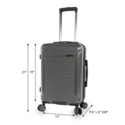 Brookstone BR-AB-WF3021-CH Neuer 21 Hardside Carry On Spinner Luggage, Charcoal, Lightweight ABS Shell, 8-Wheel 360-Degree Spinner, Expandable Design