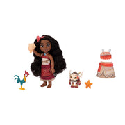 Moana Adventure Petite Doll Set, 6 Inch Poseable Collectible with 2 Outfits, Accessories, Heihei and Kotu Figures, 23976