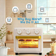 MFVV 10.6QT Toaster Oven Air Fryer Combo, 1000W, 3-Layer Cooking, 6 Functions, Milky White, ATS-10K
