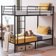 Zimtown BB-GY-STD300 Metal Bunk Bed Twin Over Twin, Heavy Duty Steel Frame, Safety Guardrails, Flat Ladder, Under-Bed Storage, Gray