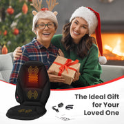 Comfier CF-2517-WM Vibration Back Massager with Heated Seat Cushion, Portable Chair Pad for Home, Office, Car, Black