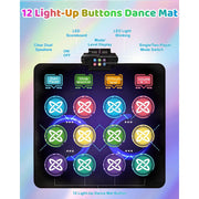 Lilian&Gema Interactive Dance Game Mat with 12 Light-Up Arrows, 8 Game Modes, Adjustable Volume, Dual Player, Waterproof, Foldable, Multicolor, ACGKTW0201