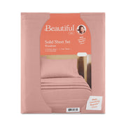 Beautiful 4-Piece Cotton Percale Sheet Set, 200 Thread Count, Woodrose, King, Pre-Washed, 16-Inch Pocket Depth