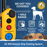 E-Collar Technologies EZ-900 Easy Educator Dog Training Collar, -Mile Range, Waterproof, Static Vibration and Tone Modes, Biothane Strap