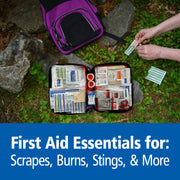 First Aid Only Outdoor First Aid Kit, 205 Pieces, Compact Hi-Visibility Orange Fabric Case, Multi-Use Bandages and Antiseptics, FAO-440