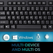 Adesso EasyTouch 445 Wired Touchpad Keyboard, Multi-OS Compatible, Black, 104-Key US Layout, Integrated Touchpad with Scroll Wheel, Multimedia and Internet Hotkeys, AKB-445UB
