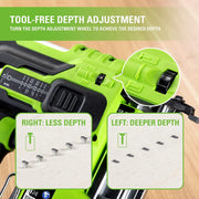 Greenworks 24V 18GA Brushless Cordless Brad Nailer with Tool-Free Jam Release, LED Worklight, Lightweight Design, 94713469