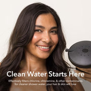 AquaTru 90AT01SH01-B 4-Spray Black 5.32-in Round Rain Filtered High Pressure Shower Head 2.5 GPM, Matte Black
