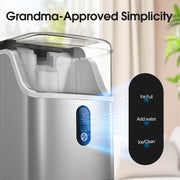 Qunler Countertop Nugget Ice Maker Machine, 33lb Daily Capacity, Soft Chewable Pebble Crushed Ice, Portable Stainless Steel HZB-15NB