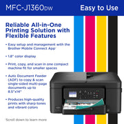Brother Work Smart 1360 Wireless Color Inkjet All-in-One Printer with Automatic Duplex Printing, 1.8