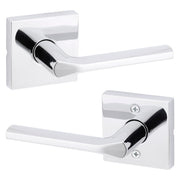 Kwikset Lisbon Passage Door Lever, Polished Chrome, Square Rose, Reversible, Non-Locking, Adjustable Latch, 97200-875
