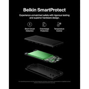 Belkin BPY002fqSL-RF BoostCharge Plus 10,000 mAh Portable Charger with Integrated Lightning and USB-C Cables, Dual Device Charging, 23W Output, Black