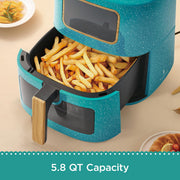 The Pioneer Woman Air Fryer, 5.8 Qt, Teal Speckle, 1500W, Digital Touch Control, 6 Presets, PW8502294814-02