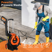 Ktaxon 3380PSI 2GPM Electric Power Washer Cleaner, w/4 Nozzles, Soap Bottle - Telescopic Handle