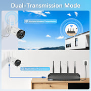 WEILAILIFE Outdoor Wireless Security Camera System, 5MP 1944P HD, 130 Wide-Angle Lens, Two-Way Audio, Dual Antenna Boost, 16-Inch Full HD IPS Monitor