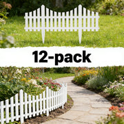EB ESYBOL Garden Edging Border, 24 ft No-Dig Landscape Fence, 13 in Tall, White, Pack of 12