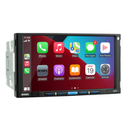 Jensen Double DIN Car Stereo, 7-Inch Touchscreen, Certified Apple CarPlay and Android Auto, Bluetooth, Backup Camera Included, USB Charging, Black