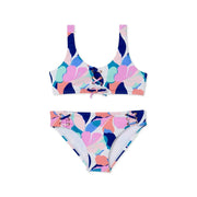 Raisins Newport Supernatural Kids 2-Piece Swimsuit Set, White, Nylon Spandex Blend, Tie-Back Top, Faux Side Ties Bottoms, R741419