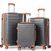 Zimtown 3 Piece ABS Hardside Luggage Set, Lightweight Suitcases with TSA Lock, 360 Spinner Wheels, Gray