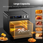 HOMESHADE AF003 26 Quart Air Fryer Oven, Oil-Free Digital Touchscreen Toaster Oven with 10-in-1 Multifunction and Custom Mode, Visible Window, 1800W, Black