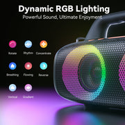 Veatool Portable Bluetooth Speaker, 80W Peak Power, Bass Boost, 24H Playtime, RGB Lights, IPX7 Waterproof, Wireless Stereo, Black, S8