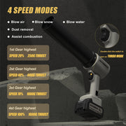 Duomigo Cordless Turbo Dryer Blower, 20V, 120000RPM Brushless Motor, 1600g Thrust, 4-Speed, 4000mAh Battery, Lightweight 2.6 lb, YYT024