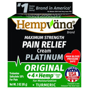 Hempvana Platinum Pain Relief Cream, Maximum Strength with 10% Trolamine Salicylate, 4X Hemp Seed Oil, Non-Greasy, Unscented, 4 oz, 14569
