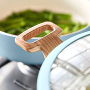 GreenPan Essence 10-Piece Ceramic Nonstick Cookware Set, Diamond-Infused Thermolon Coating, Blue Haze, Induction Compatible, Stay-Cool Wood-Print Handles