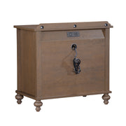 My Texas House Hartwell 3 Drawer Nightstand with USB Ports and Outlet, Heritage Oak Finish, Wood Composite, Rectangular, 453841