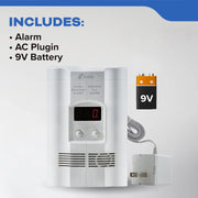 Kidde Carbon Monoxide and Explosive Gas Detector with Digital LED Display, 9-Volt Battery Backup, Plug-In Wall Alarm, White, KN-COEG-3