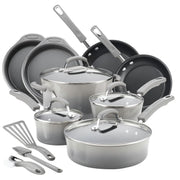 Rachael Ray 570164454 15 Piece Hard Enamel Aluminum Nonstick Cookware Set