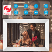 SBUSFGT Frameo Digital Picture Frame, 10.1 in 1280x800 IPS HD Touchscreen, Wi-Fi Photo and Video Sharing, 16GB Storage, Auto-Rotate, White XU-0101