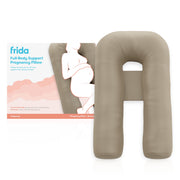 Frida Full Body Support Pregnancy Pillow, U-Shaped, Adjustable Head Support, Breathable Cooling Fabric, Taupe, 100002389