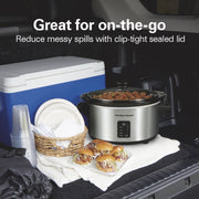 Hamilton Beach 7 Qt Programmable Slow Cooker with Removable Stoneware Crock, Stainless Steel, 3 Heat Settings, 5 Time Options, 33676