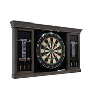 Barrington Billiards Palmer Wood Dartboard Cabinet with LED Lighting, 18-Inch Self-Healing Bristle Dartboard, Steel Tip Dart Set, Wall Mount, Indoor Game Room, DB410Y20040