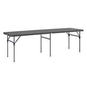Mainstays Black 8 Foot Fold-In-Half Resin Folding Table with Carry Handle and Extra Support Bars