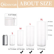 Glasseam Clear Glass Cylinder Vases Set of 12, Hurricane Pillar Candle Holders, 6 in, 8 in, 10 in