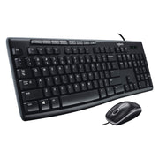 Logitech MK200 Media Keyboard and Mouse Combo, Wired USB, Full-Size Layout with Number Pad, One-Touch Media Controls, High-Definition Optical Mouse, Spill-Resistant, Black, 920-002714