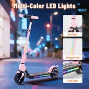 SIMATE Electric Scooter for Kids Ages 6-14, 3 Adjustable Heights, Dual Braking System, LED Display, Lighting Lamp, 130W Motor, 10mph Top Speed, 5 Mile Range, Blue