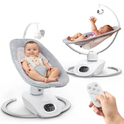 Momcozy Baby Swing, Electric Baby Bouncer for Infants, 6 Motions & 4-Speeds, Remote Control, 8 Preset Lullabies, up to 20 lbs