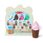 Melissa & Doug Swirl and Serve Ice Cream Play Set, Wooden Two-Color Soft Serve Dispenser, 8-Piece Pretend Play Toy, 50597