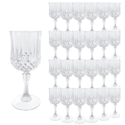 LeyiQu Plastic Wine Glasses, Vintage Diamond Pattern, Transparent, 7 oz, 24-Pack