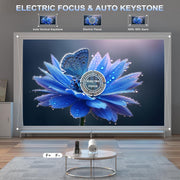 Thunrlge Mini Portable Projector, 4K Ultra HD Decoding, Native 1080P Support, WiFi 6, Bluetooth 5.0, Auto Keystone Correction, 180 Degree Rotation, White, HY300 PRO