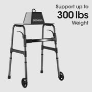 MaxKare Folding Walker with Dual 5-Inch Wheels, Adjustable Height 30.5