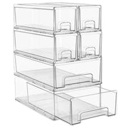 Sorbus Clear Stackable Storage Drawers, 2 Medium and 4 Small Plastic Organizer Bins with Handles
