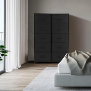 EDX Nightstand Tower 10 Drawer Dresser Fabric Black