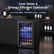 Simzlife Beverage Refrigerator Cooler, 2.6 Cu Ft, 100 Can Capacity, Black, BR-95