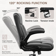 Coolhut Leather Office Chair, Big and Tall 400lb Capacity, Wide Seat, Ergonomic High Back Executive Desk Chair, Adjustable Height and Flip-Up Armrests, Dark Gray