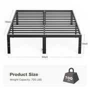 Horshod WIM-3611 Full Size Heavy Duty Platform Bed with Underbed Storage, 14-Inch High Steel Slat Support, Black