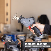Hyper Tough 12V Brushless Cordless Reciprocating Saw with Battery and Charger, Variable Speed, Ergonomic Grip, Compact Lightweight Design, 6089